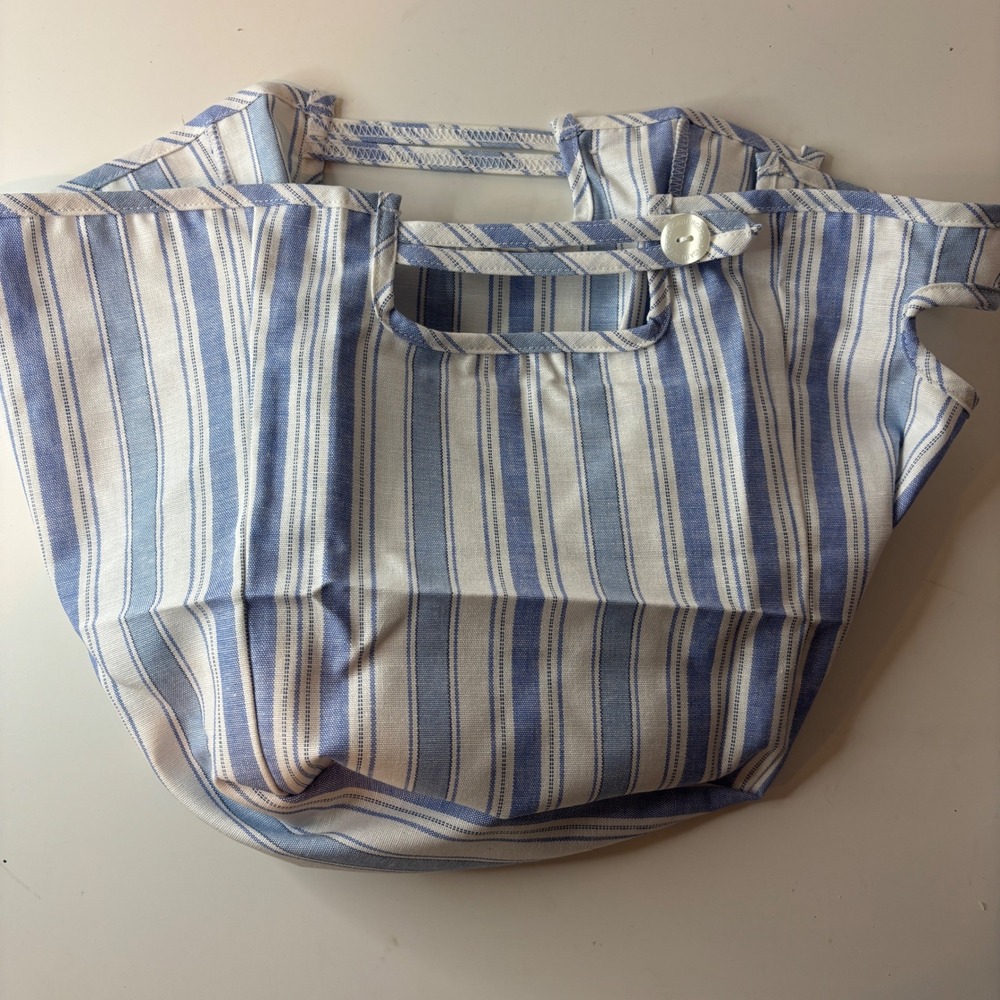 Longaberger Basket Liner Weekender Blue White Vintage Ticking Stripe 2739157
